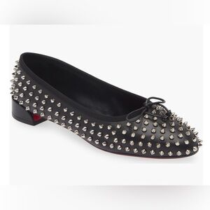 Christian Louboutin Flats Sweetie Jane Spikes Black Leather SIZE EU 37 US 7